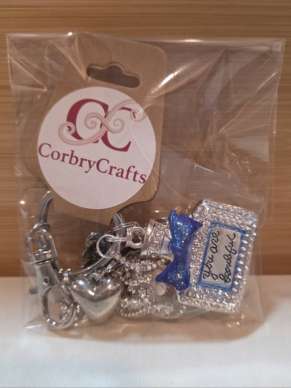 ✨ Luxury Rhinestone "You Are Beautiful" Perfume Bottle Keychain Charm ✨ - Picture 15 of 15